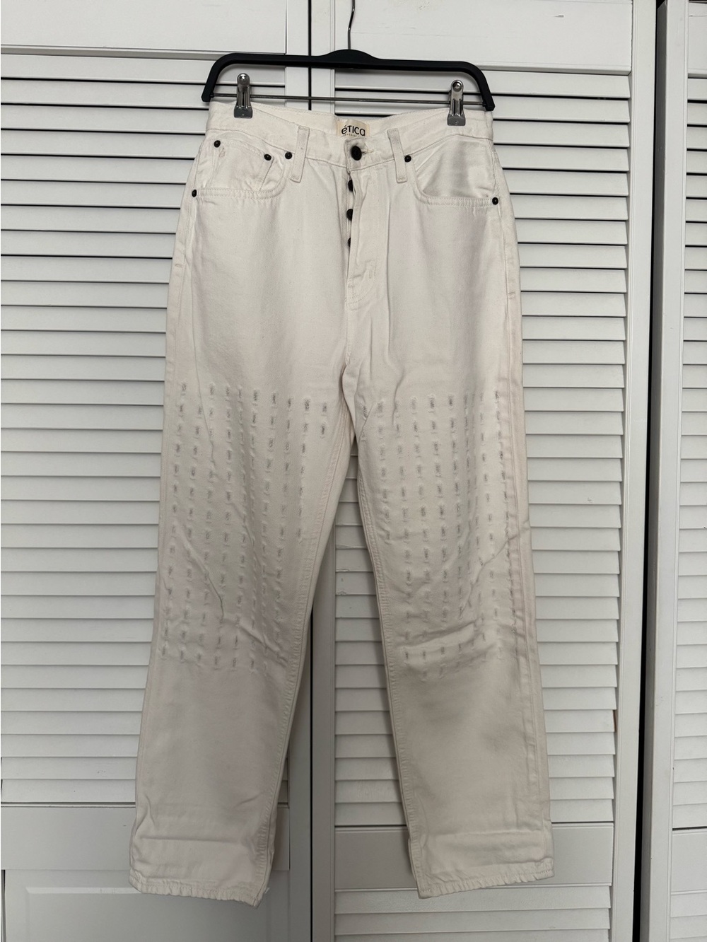 Etica Bryce Boyfriend Off-White Women’s Relaxed Straight Jeans 27